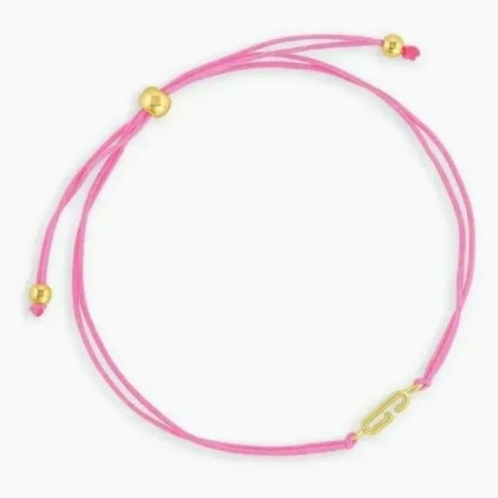 Gorjana alphabet prism bracelet adjustable string neon pink 18k gold plated G